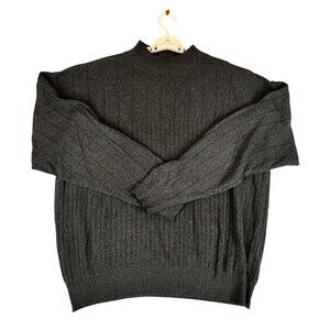 VTG Cambridge Classics Mens L Sweater Gray Mock Neck Wool Blend Ribbed Pullover